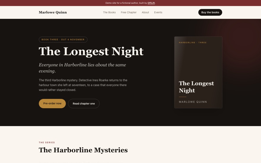 Marlowe Quinn author website demo